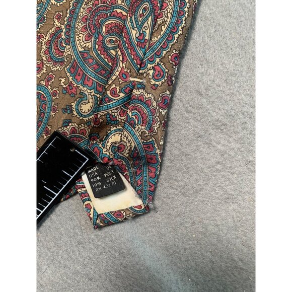 Van Heusen Mens Paisley Tie Brown Teal Red Necktie - Picture 3 of 5
